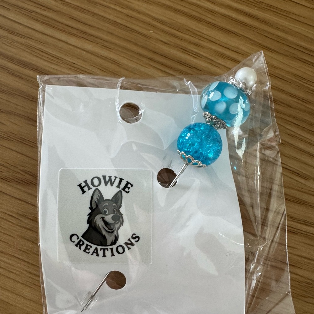Howie Creations Blue Beaded Stick Pin - NWOT